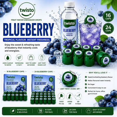 Twisto Blueberry Electrolyte Water Enhancer Cap | Instant Hydration Drink Mix