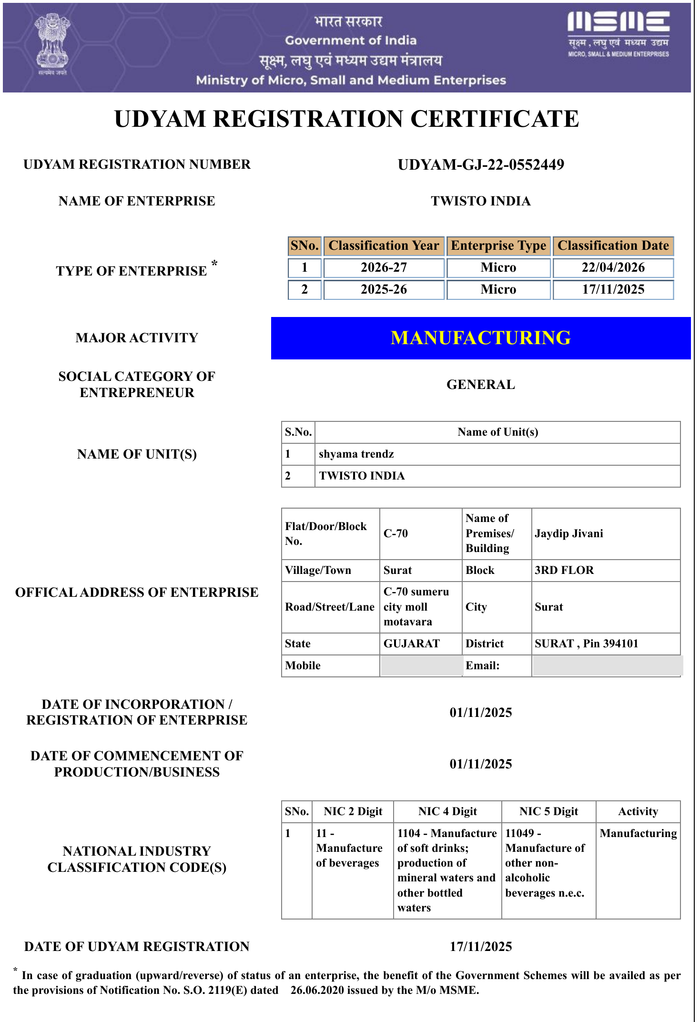 Udyam (MSME) Registration